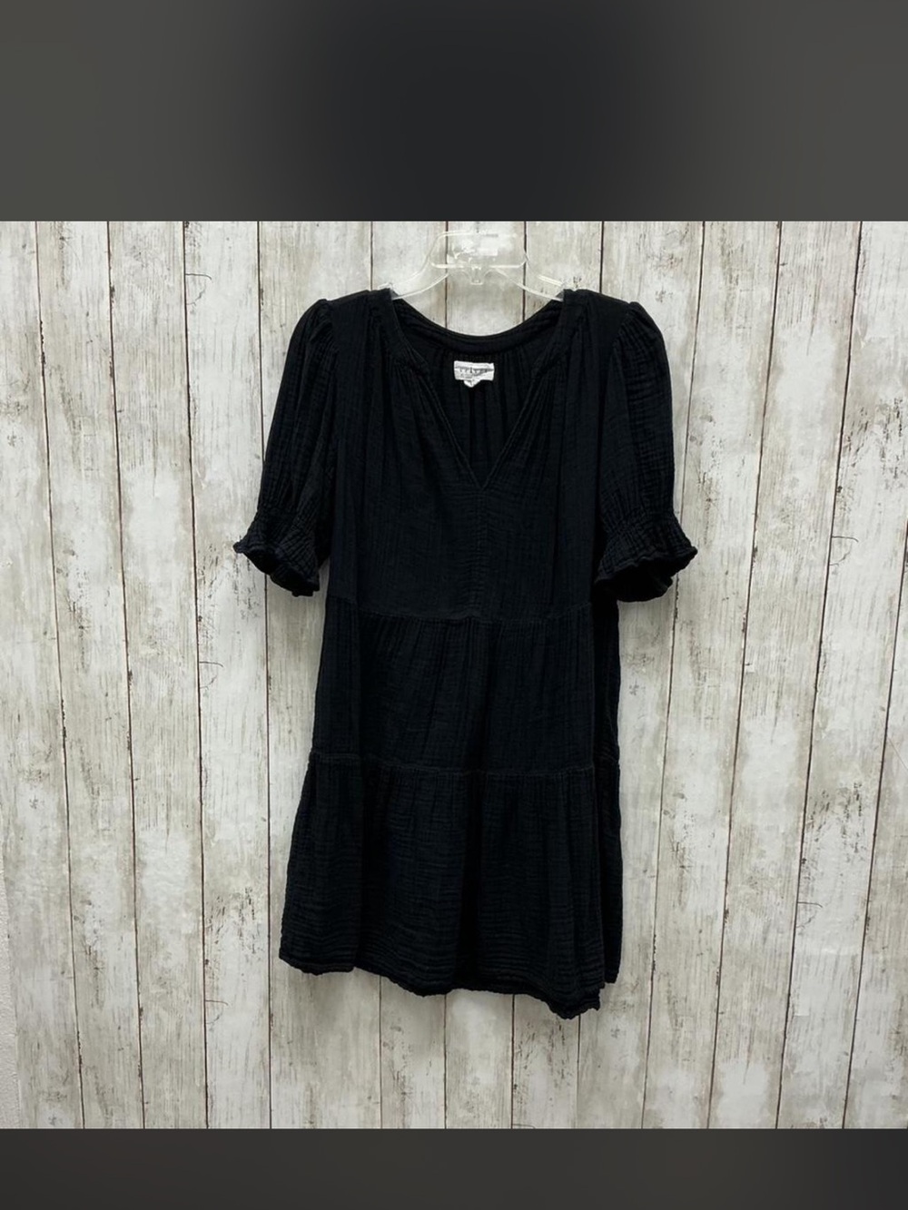 Anthropologie Velvet by Graham Spence Black Cotton Gauze Dress Small
